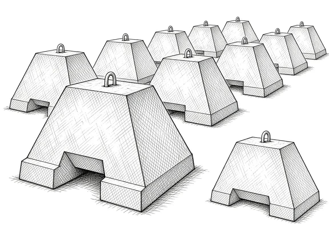 Portal concrete dragon's teeth barrier (concept rendering)