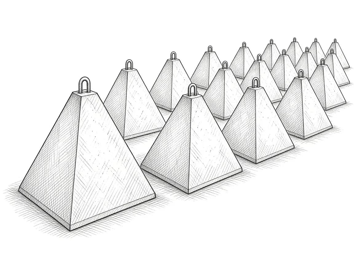 Spire concrete dragon's teeth barrier (concept rendering)